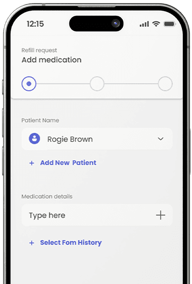 Quick Rx app refill screen